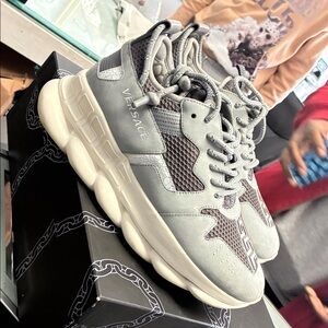 2018 Versace Chain Reaction Gray' Men's Sneakers Size 42/ 9 US Used